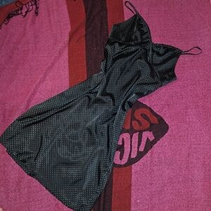 Black Polka Dot Satin Dress